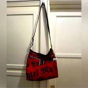✨🆕BNWOT!L.A.M.B. X LeSportSac Red w/Black Script Crossbody Bag!w/ Keychain!RARE!